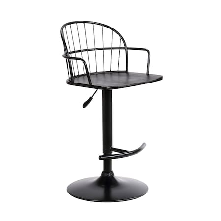 Armen Living Edward Adjustable Black Wood and Metal Barstool LCEWBABLBL